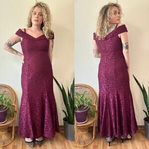 Burgundy Sparkle & Lace Gown size 14